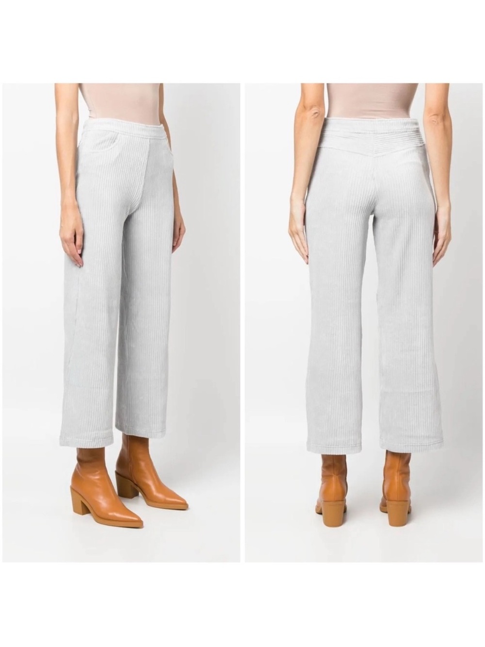 BIMBA Y LOLA Cropped Corduroy Trousers Size 38 Small Ribbed High Rise